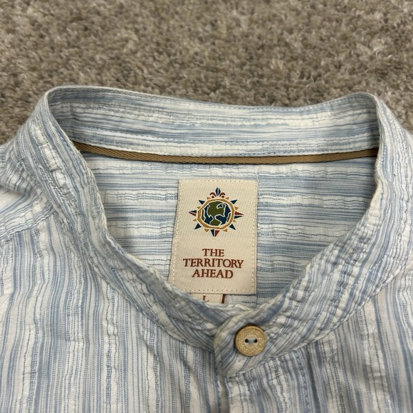 The Territory Ahead Seersucker Shirt Mens Large Blue White Long Sleeve Cotton - Picture 7 of 8